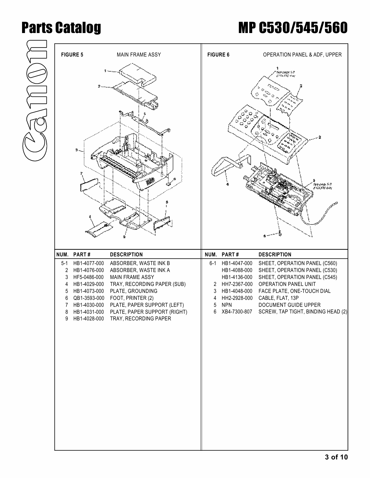 Canon MultiPASS MP-C530 C545 C560 Parts Catalog Manual-3
